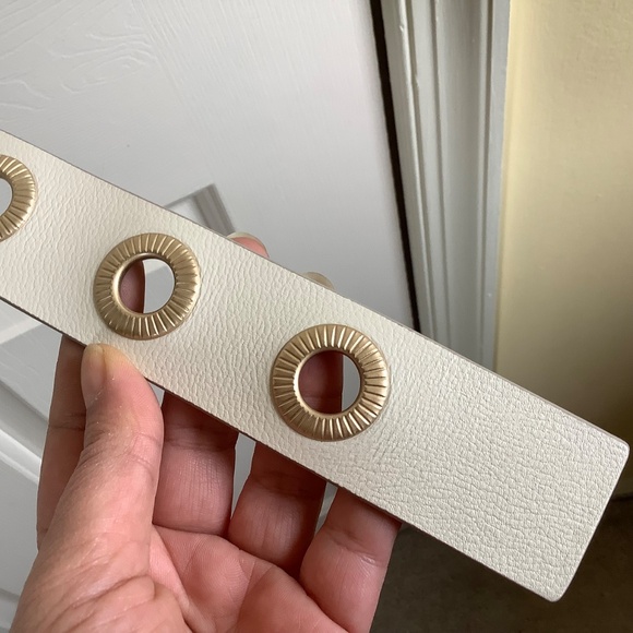 ALLSAINTS Leather Eyelet Belt Ivory SZ L main image 16